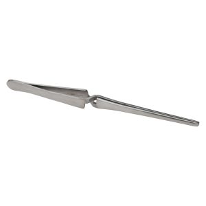 VALUE COLLECTION Assembly Tweezer: Stainless Steel, Self-Closing & Blunt Serrated Point Tip, 6-1/2" OAL 10204