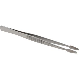 VALUE COLLECTION Assembly Tweezer: Stainless Steel, Spade Point for Stamp Tip, 4-3/4" OAL 11028-SS