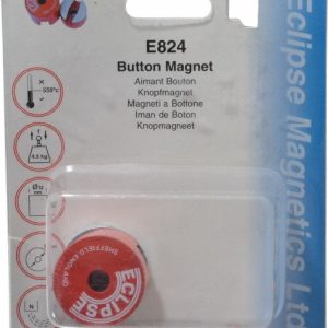 ECLIPSE 1-1/4" Diam, 9/32" Hole Diam, 4.8 kg Max Pull Force Alnico Button Magnet E824