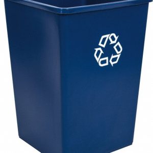 RUBBERMAID Recycling Container: 35 gal, Square, Blue FG395873BLUE
