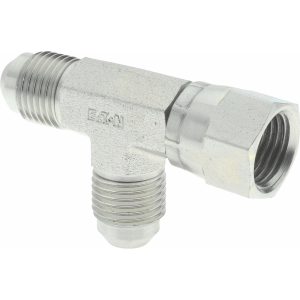 EATON Steel Flared Tube Swivel Nut Run Tee: 3/8" OD, 9/16-18 Thread, 37 deg Flared Angle 203102-6-6S