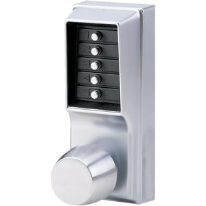 KABA ACCESS 1-3/8 to 2-1/4" Door Thickness, Satin Chrome Pushbutton Knob Lockset 1011-26D-41