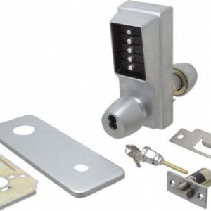 KABA ACCESS 1-3/8 to 2-1/4" Door Thickness, Satin Chrome Pushbutton Knob Lockset 1021B-26D-41