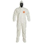 DUPONT Disposable Coveralls: Chemical & Bloodborne Pathogen Protection, Size 4X-Large, 3.6000 oz, Tychem 4000, Stormflaps & Zipper Closure SL122BWH4X001200