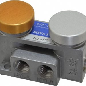 MEAD Push Button Air Valve: Double Button Actuator, 2 Position, 1/4" Inlet, 1/4" Outlet N2-PB