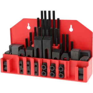 VALUE COLLECTION Fixture Clamp Step Block & Clamp Set: 59 Pc, 3/8-16 Stud Thread, 1/2" T-Slot, 1" Step Block Width 400-3501