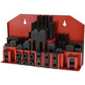 VALUE COLLECTION Fixture Clamp Step Block & Clamp Set: 52 Pc, 1/2-13 Stud Thread, 11/16" T-Slot, 1" Step Block Width 400-3639