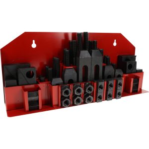 VALUE COLLECTION Fixture Clamp Step Block & Clamp Set: 52 Pc, 5/8-11 Stud Thread, 3/4" T-Slot, 1" Step Block Width 400-3750