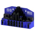 TE-CO Fixture Clamp Step Block & Clamp Set: 52 Pc, 1/2-13 Stud Thread, 5/8" T-Slot, 1" Step Block Width 20402PL