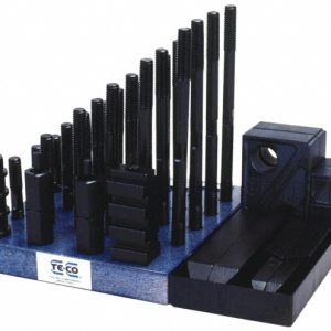 TE-CO Fixture Clamp Step Block & Clamp Set: 50 Pc, 3/4-10 Stud Thread, 13/16" T-Slot, 1-1/2" Step Block Width 20217