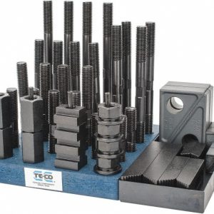 TE-CO Fixture Clamp Step Block & Clamp Set: 50 Pc, 5/8-11 Stud Thread, 11/16" T-Slot, 1" Step Block Width 20208