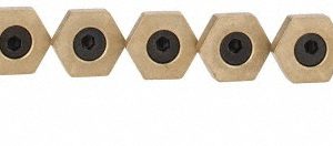 MITEE-BITE 5/8" Brass Hex, 1/4-20 Stud Thread, Symmetrical Hex Clamp 10204