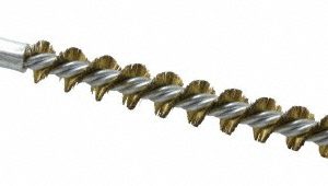 SCHAEFER BRUSH Double Stem/Single Spiral Tube Brush: 7/16" Dia, 6-1/4" OAL, Brass Bristles 43607