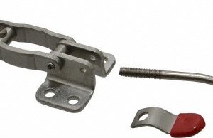 DE-STA-CO Pull-Action Latch Clamp: Horizontal, 200 lb, J-Hook, Flanged Base 330-SS