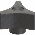 GIBRALTAR 2" Head Dia, 3/8-24 Hole, 1" High, Glossy Coated Phenolic 3 Arm Knob G10-3040-G