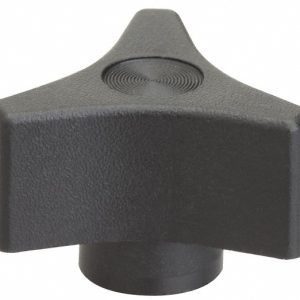 GIBRALTAR 2" Head Dia, 3/8-24 Hole, 1" High, Glossy Coated Phenolic 3 Arm Knob G10-3040-G