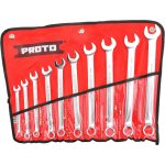 PROTO Combination Wrench Set: 10 Pc, 7/16 to 1" Wrench, Inch J1200GHASD