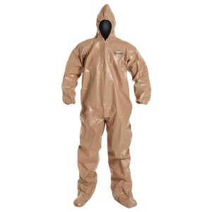 DUPONT Disposable Coveralls: Chemical, Liquid, Splash & Abrasion Protection, Size 4X-Large, 4.4000 oz, Tychem 5000, Zipper & Stormflaps Closure C3122TTN4X000600