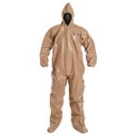 DUPONT Disposable Coveralls: Chemical, Liquid, Splash & Abrasion Protection, Size Large, 4.4000 oz, Tychem 5000, Zipper & Stormflaps Closure C3122TTNLG000600