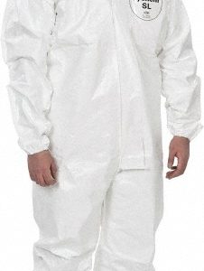 DUPONT Disposable Coveralls: Chemical & Bloodborne Pathogen Protection, Size 2X-Large, 3.6000 oz, Tychem 4000, Stormflaps & Zipper Closure SL122BWH2X001200