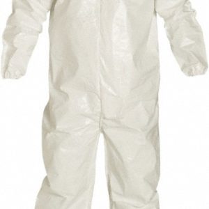 DUPONT Disposable Coveralls: Chemical & Abrasion Protection, Size X-Large, 3.6000 oz, Tychem 4000, Zipper & Stormflaps Closure SL125BWHXL001200