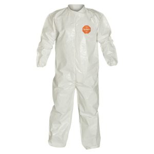 DUPONT Disposable Coveralls: Chemical & Abrasion Protection, Size 3X-Large, 3.6000 oz, Tychem 4000, Zipper & Stormflaps Closure SL125BWH3X001200