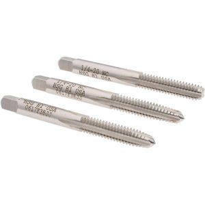 HERTEL Tap Set: 1/4-20 UNC, 4 Flute, High Speed Steel, Bright Finish K008973AS