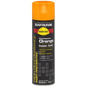 RUST-OLEUM Rustproof Enamel Spray Paint: Orange, Fluorescent, 14 oz 2255838