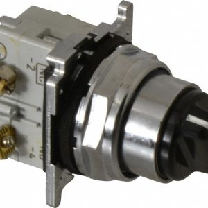 EATON CUTLER-HAMMER Selector Switch with Contact Blocks: 2 Positions, Maintained (MA), 0.5 Amp, Black Knob 10250T20KB