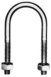 CHICAGO HARDWARE & FIXTURE Round U-Bolt: Without Mount Plate, 3/8-16 UNC, 1-1/4" Thread Length, for 2-1/2" Pipe, 3" Inside Width, Stainless Steel 50492-8