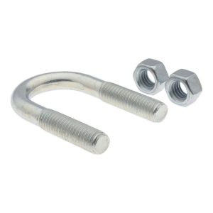CHICAGO HARDWARE & FIXTURE Round U-Bolt: Without Mount Plate, 3/8-16 UNC, 1-1/4" Thread Length, for 1/2" Pipe, 1" Inside Width, Steel 50074-6