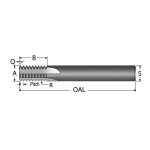 SCIENTIFIC CUTTING TOOLS Straight Flute Thread Mill: #28, External, 4 Flutes, 1/4" Shank Dia, Solid Carbide TM245-28EXJ