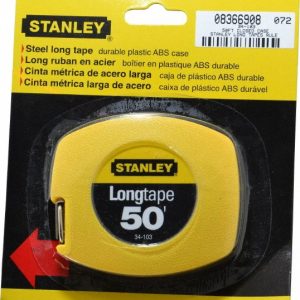 STANLEY Tape Measure: 50' Long, 3/8" Width, Yellow Blade 34-103