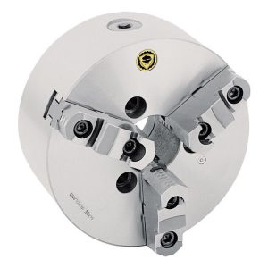 BISON Manual Lathe Chuck: 6-1/4" Dia, D1-4 Spindle, 3 Jaws, Self-Centering 7-803-0634