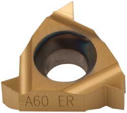 CARMEX Laydown Threading Insert: 11 ER A60 MXC/GOLD, Carbide 1/4EXRHA60MXC