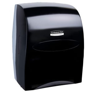 KIMBERLY-CLARK PROFESSIONAL Sanitouch Manual Hard Roll Towel Dispenser, Black, for 1.75" Core Roll Towels, 12.63" x 16.13" x 10.2" 09996