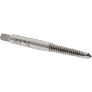 VALUE COLLECTION Spiral Point Tap: 1/4-20 UNC, 2 Flutes, Plug Chamfer, HSS, Bright/Uncoated Coated JY8962607