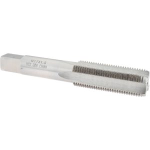 VALUE COLLECTION Straight Flute Tap: M17x1.5 Metric Fine, 4 Flute, Bottoming Chamfer, 6H Class of Fit, High-Speed Steel, Bright/Uncoated Finish JY9036757