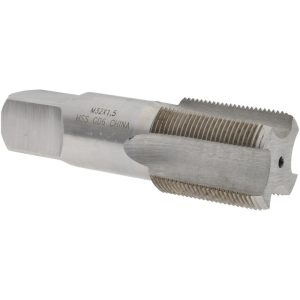 VALUE COLLECTION Straight Flute Tap: M32x1.5 Metric Fine, 4 Flute, Bottoming Chamfer, 6H Class of Fit, High-Speed Steel, Bright/Uncoated Finish JY9036948