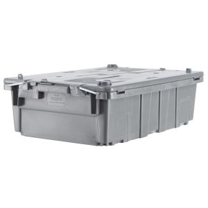 ORBIS Polyethylene Attached-Lid Storage Tote: 40 lb Capacity FP08 GREY