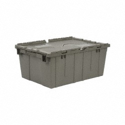 QUANTUM STORAGE Polyethylene Attached-Lid Storage Tote: 60 lb Capacity QDC2115-9