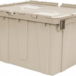QUANTUM STORAGE Polyethylene Attached-Lid Storage Tote: 80 lb Capacity QDC2420-12