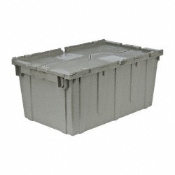 QUANTUM STORAGE Polyethylene Attached-Lid Storage Tote: 100 lb Capacity QDC2717-12