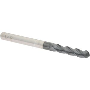 ACCUPRO Ball End Mill: 0.125" Dia, 0.5" LOC, 3 Flute, Solid Carbide 09136748