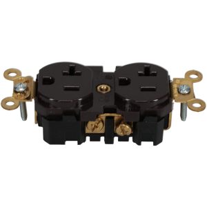 LEVITON Straight Blade Duplex Receptacle: NEMA 5-20R, 20 Amps, Self-Grounding 5362