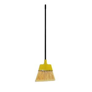 PRO-SOURCE 12" Wide, Yellow Polypropylene Bristles, Vinyl-Coated Metal Handle, Angled Broom 09320003