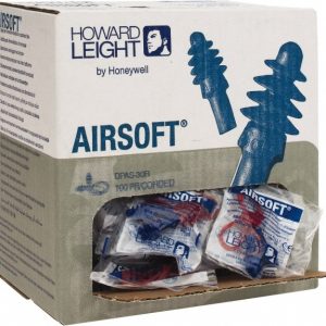 HOWARD LEIGHT Reusable Earplugs: Rubber, Flanged, No Roll, Corded, 27dB DPAS-30R
