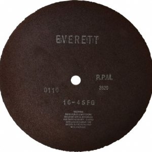 EVERETT Cut-Off Wheel: 16" Dia, 5/32" Thick, 1" Hole, Aluminum Oxide 45FG-16 DRY