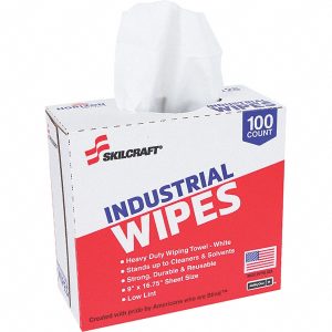 ABILITYONE SKILCRAFT Industrial Wipes, White, 9" x 16.75", Low-Lint, Tear-Resistant 7920016733128