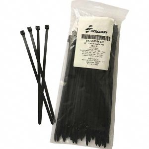 ABILITYONE Standard Cable Tie: 12" Long, Black, Plastic Pulyhexamethylene Adipamide 5975009856630